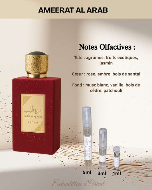 Echantillon Ameerat Al Arab Eau Parfum de Lattafa Perfumes