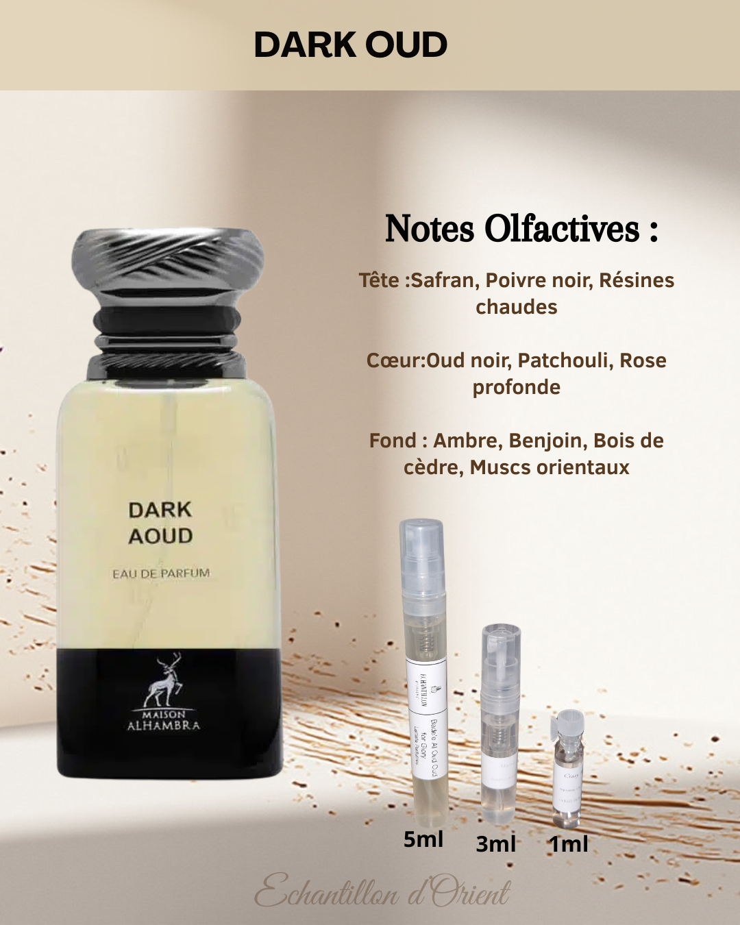 Echantillon Dark Oud Eau Parfum de Maison Alhambra