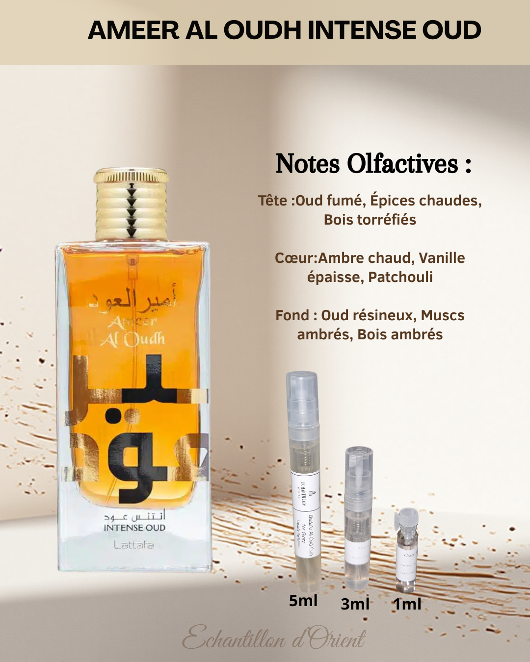 Echantillon Ameer Al Oudh Intense Oud Eau Parfum de Lattafa Perfumes