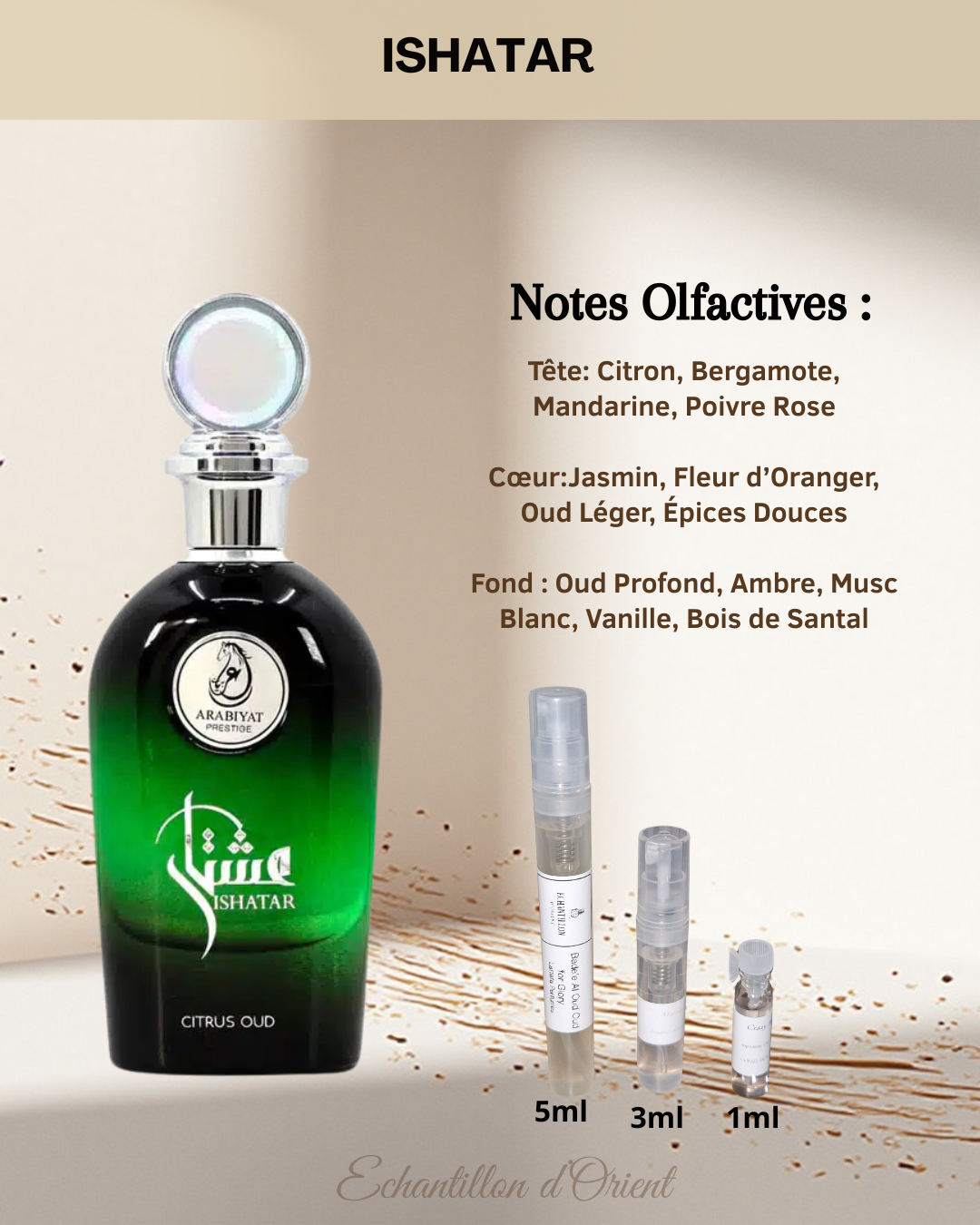 Echantillon Ishatar Citrus Oud Eau Parfum de Arabiyat Prestige