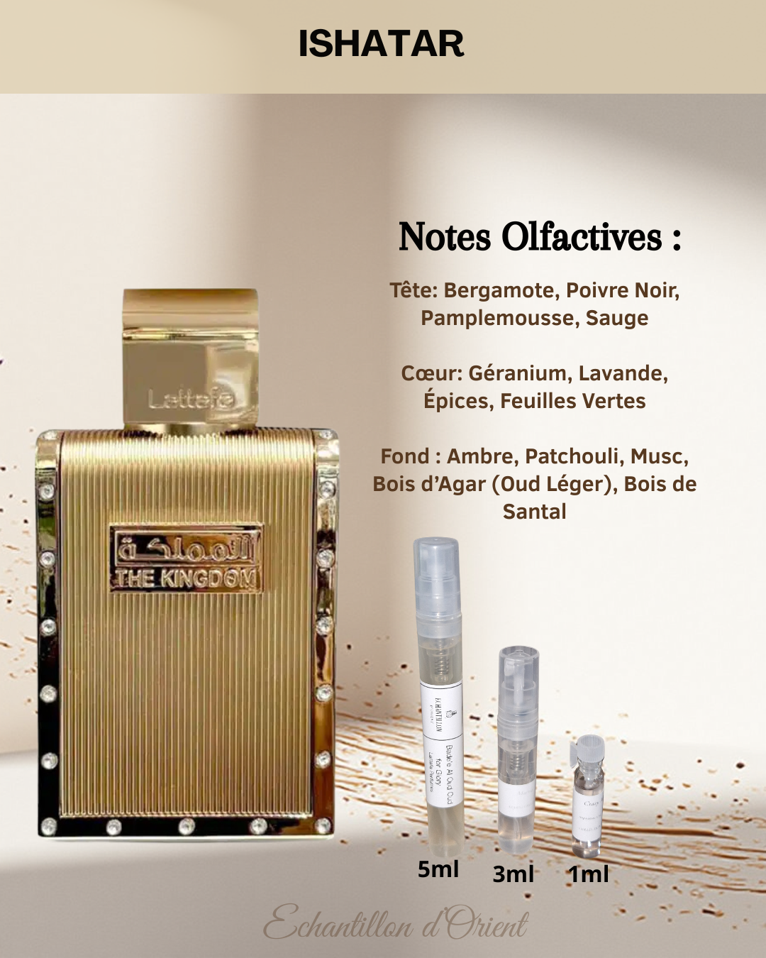 Echantillon The Kingdom Men Eau Parfum de Lattafa Perfumes