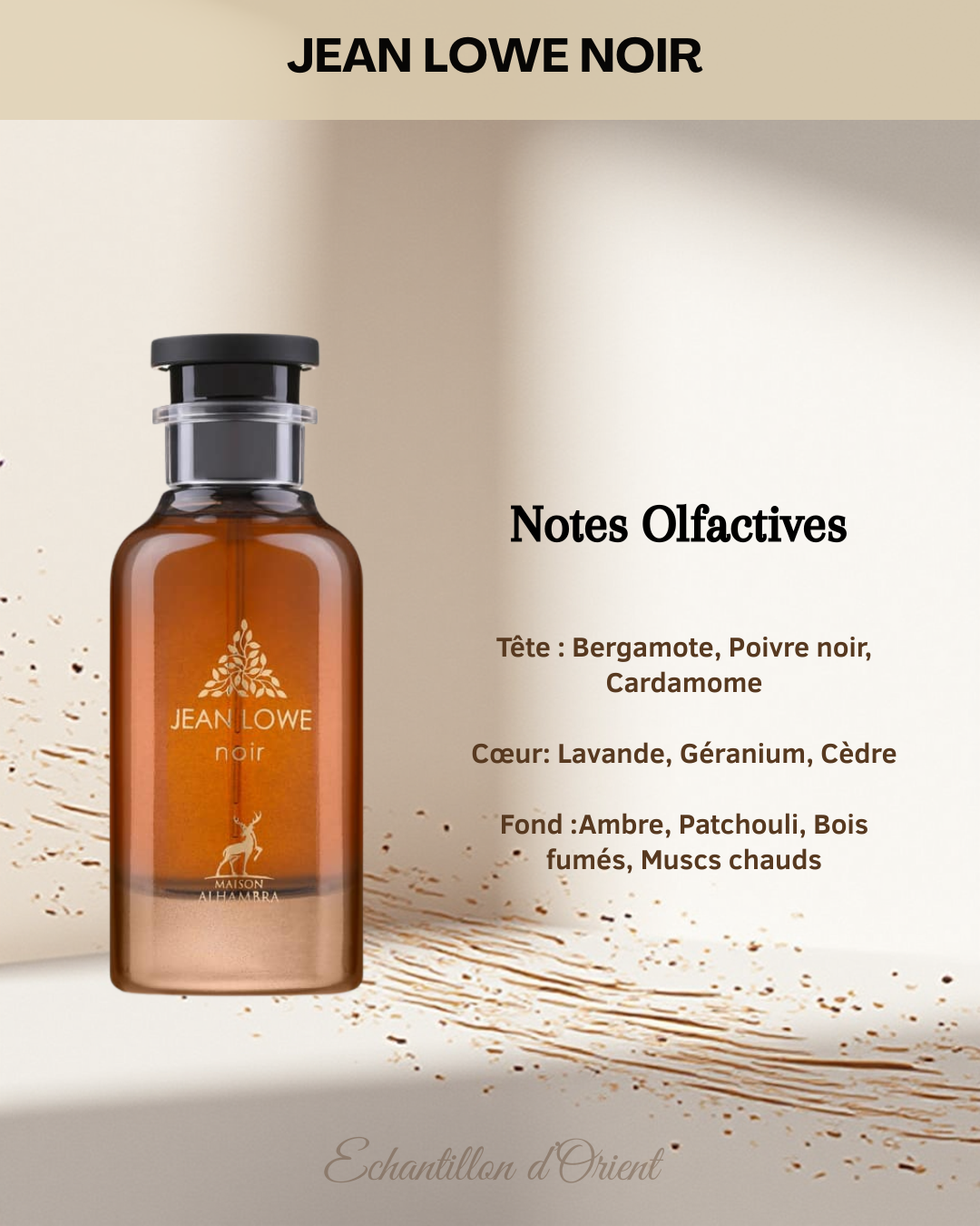 Jean Lowe Noir Eau de Parfum muestra de 5 ml de Maison Alhambra