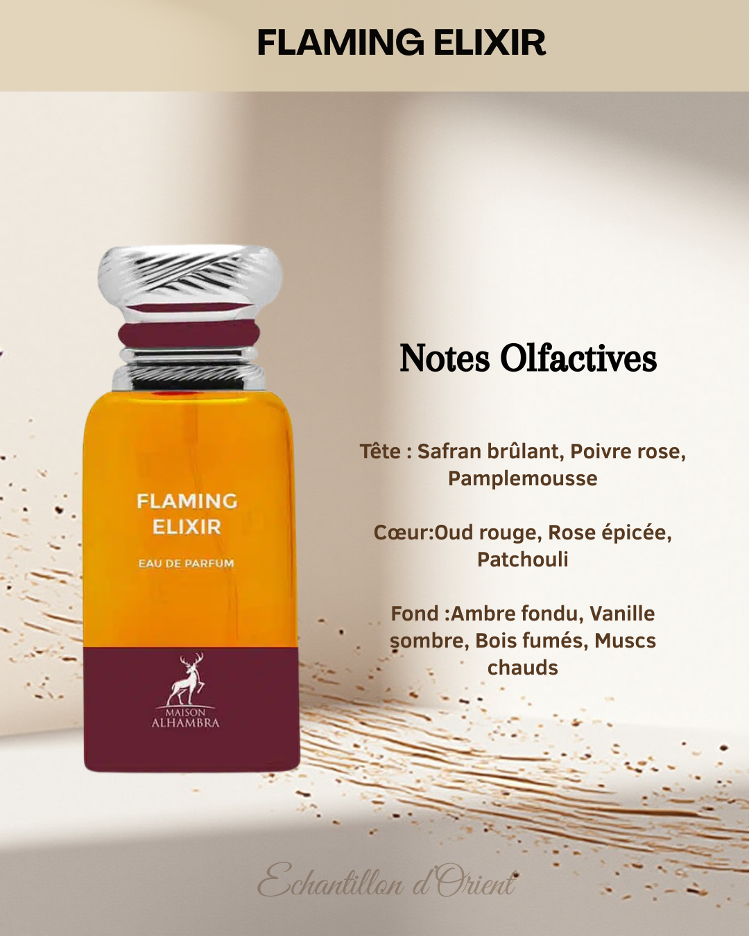 Echantillon Flaming Elixir Eau Parfum 5ml de Maison Alhambra