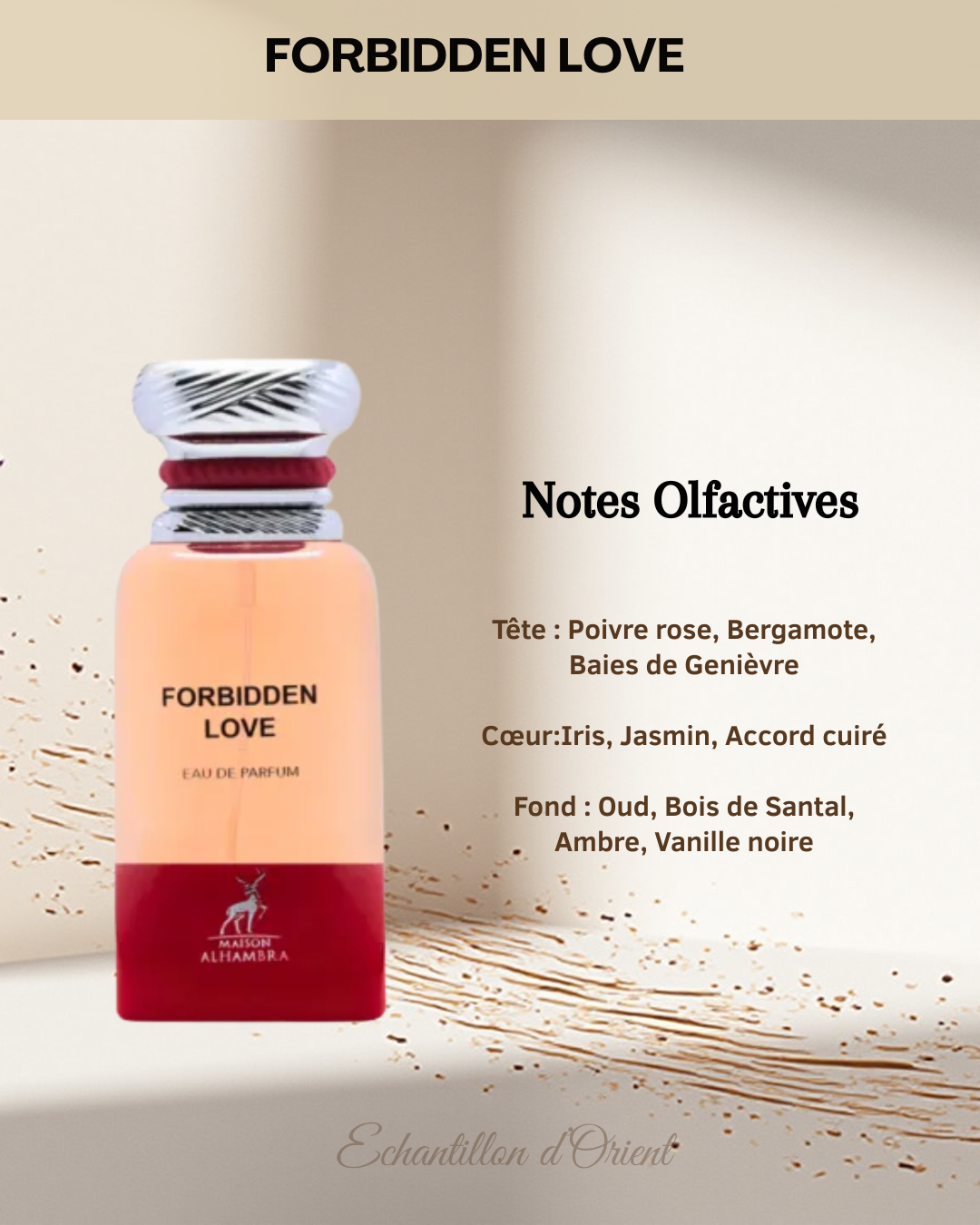 Muestra de 5 ml de Eau de Parfum Forbidden Love de Maison Alhambra