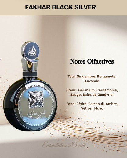 Echantillon Fakhar Black Silver Eau Parfum 5ml de Lattafa Perfumes
