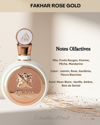Sample of Fakhar Rose Gold Eau de Parfum 5ml by Lattafa Perfumes