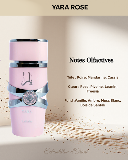 Echantillon Yara Rose Eau Parfum 5ml de Lattafa Perfumes