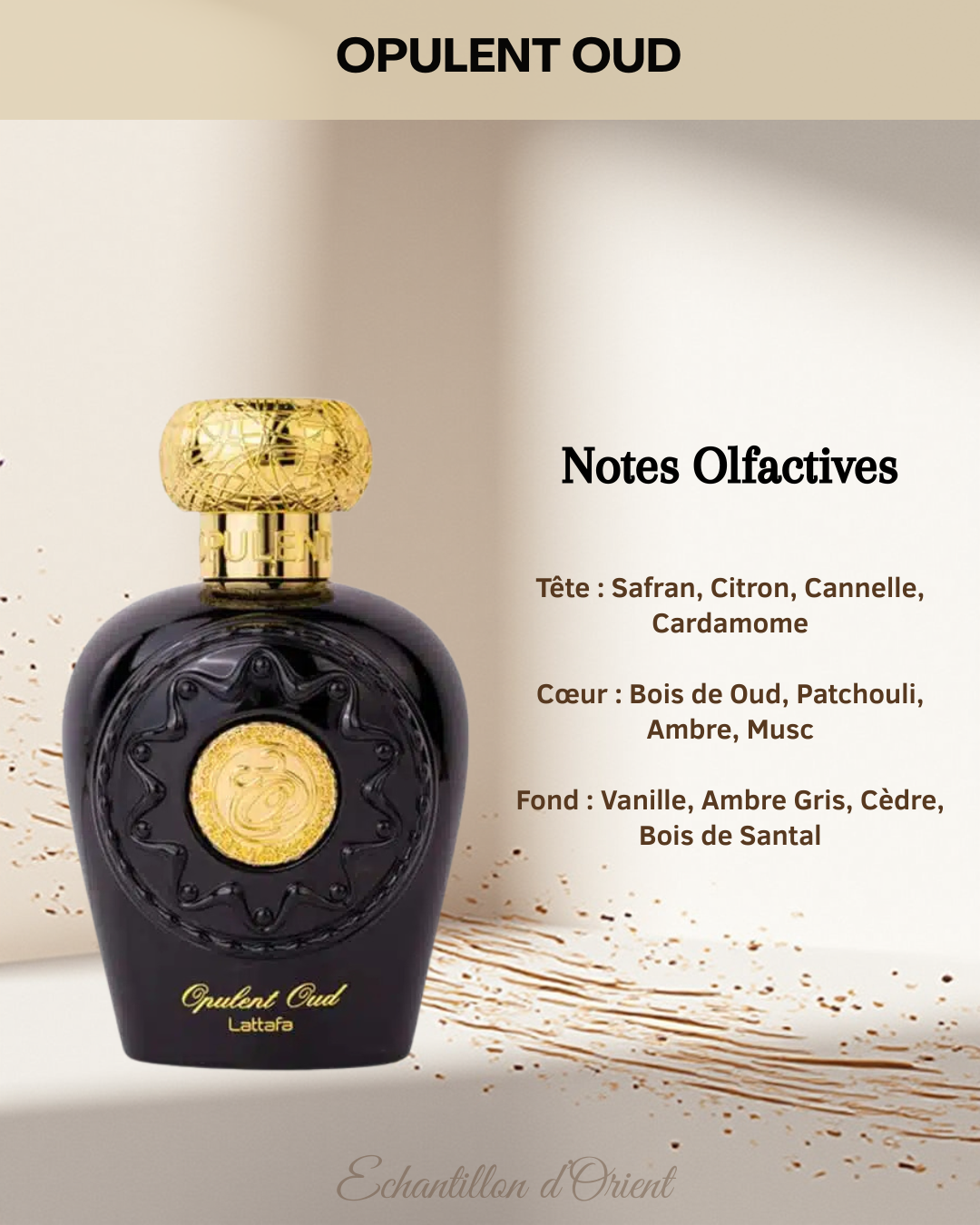Echantillon Opulent Oud Eau Parfum 5ml de Lattafa Perfumes