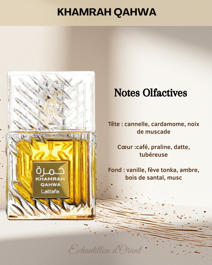 Sample of Khamrah Qahwa Eau de parfum 5ml by Lattafa Perfumes