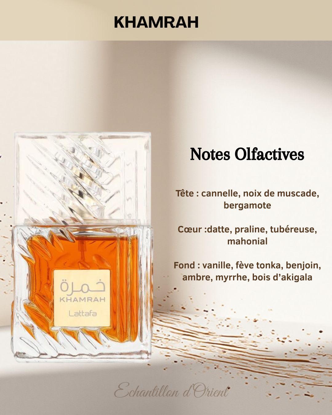 Echantillon Khamrah Eau de parfum 5ml de Lattafa Perfumes