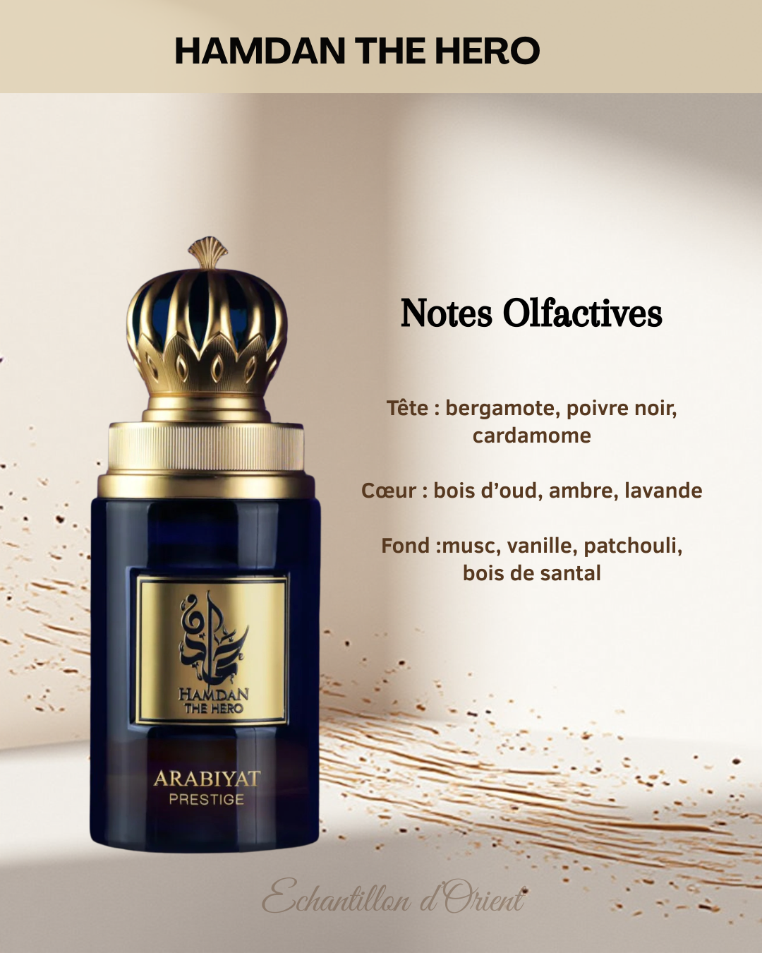 Echantillon Hamdan The Hero Eau Parfum 5ml de Arabiyat Prestige