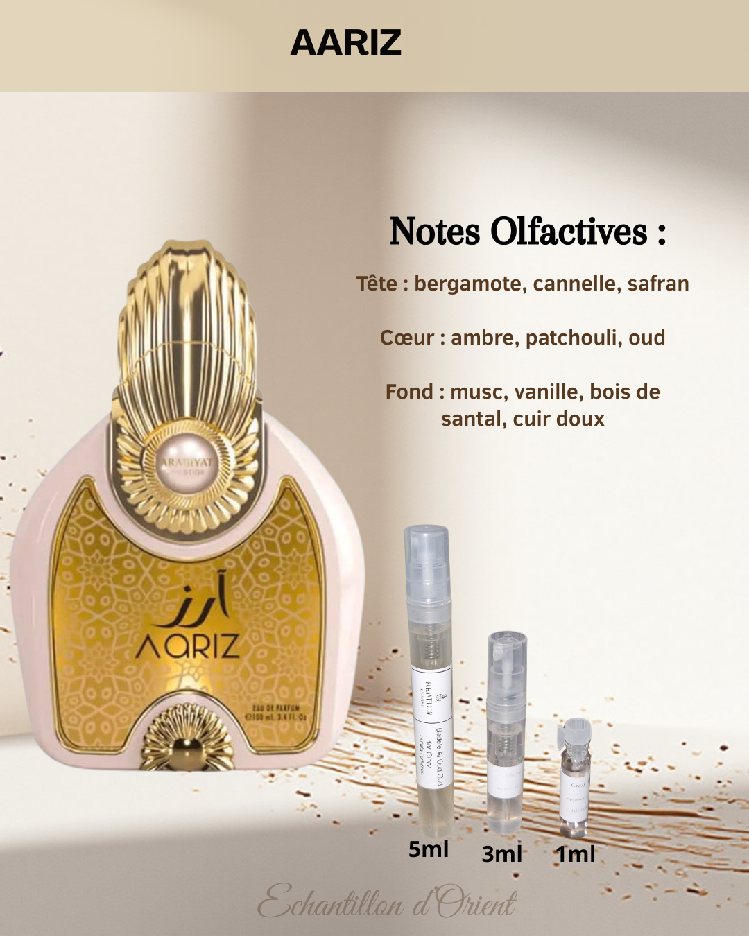 Echantillon Aariz Eau Parfum de Arabiyat Prestige