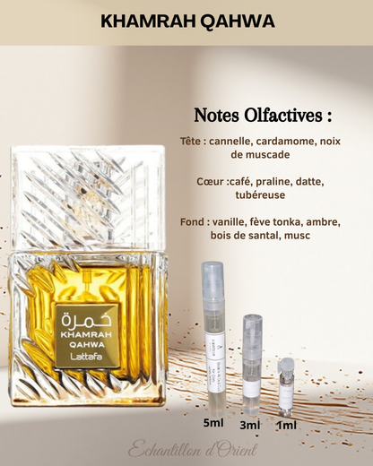 Echantillon Khamrah Qahwa Eau de parfum de Lattafa Perfumes