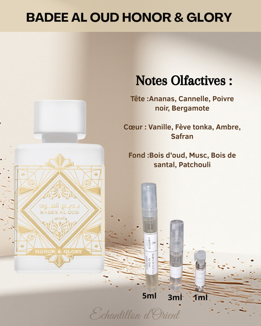 Echantillon  Badee Al Oud Honor & Glory Eau de parfum de Lattafa Perfumes