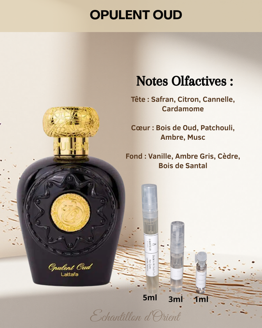 Opulent Oud Eau Parfum sample by Lattafa Perfumes
