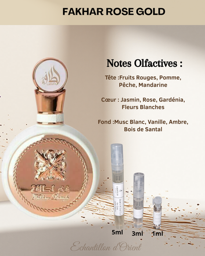 Echantillon Fakhar Rose Gold Eau Parfum de Lattafa Perfumes