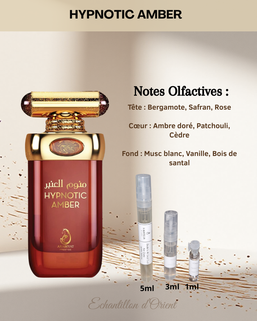 Echantillon Hypnotic Amber Eau Parfum de Arabiyat Prestige