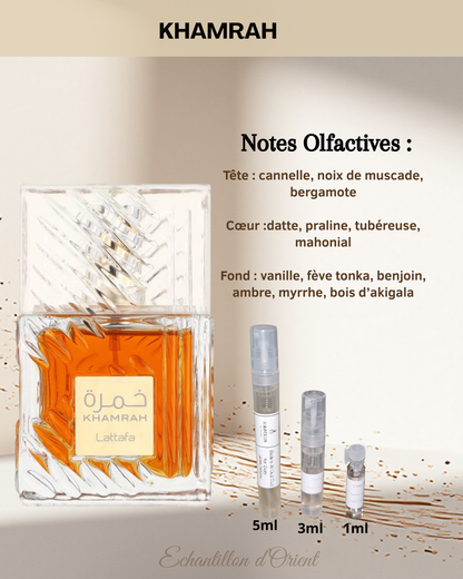 Echantillon Khamrah Eau de parfum de Lattafa Perfumes