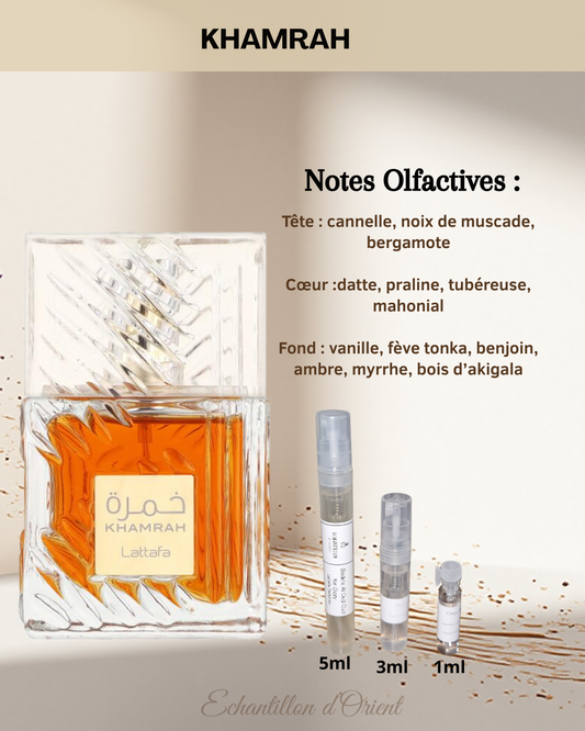 Echantillon Khamrah Eau de parfum de Lattafa Perfumes