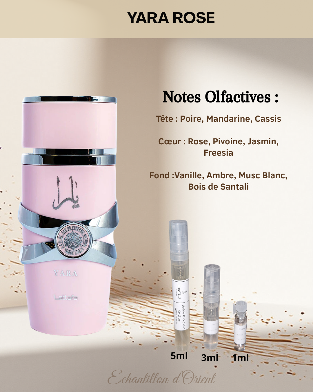 Echantillon Yara Rose Eau Parfum de Lattafa Perfumes