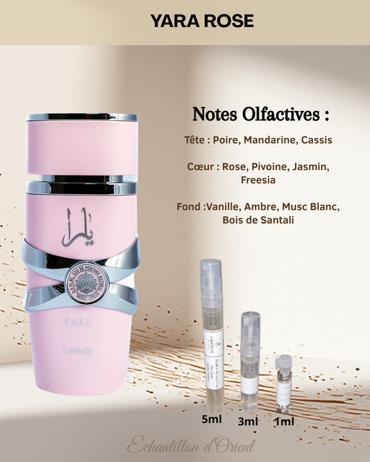 Echantillon Yara Rose Eau Parfum de Lattafa Perfumes
